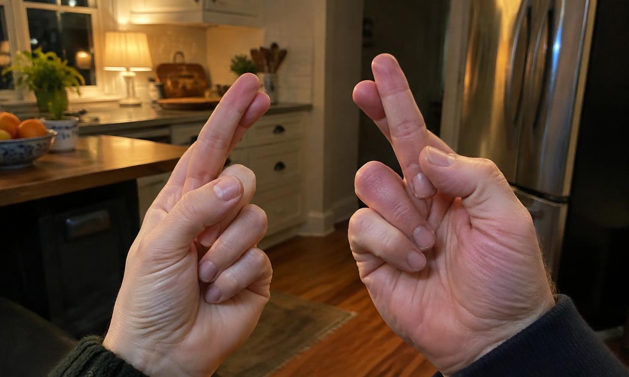 Deux mains aux doigts croisés, à la seconde où l'attente devient trop longue.